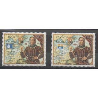 Timbres - Wallis et Futuna - Poste aérienne - 1992 - No PA 173/PA 174 - Christophe Colomb