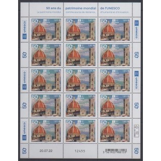 Buy this souvenir sheet  of France of the year 2022 (Nb F4(Service) - Unesco).