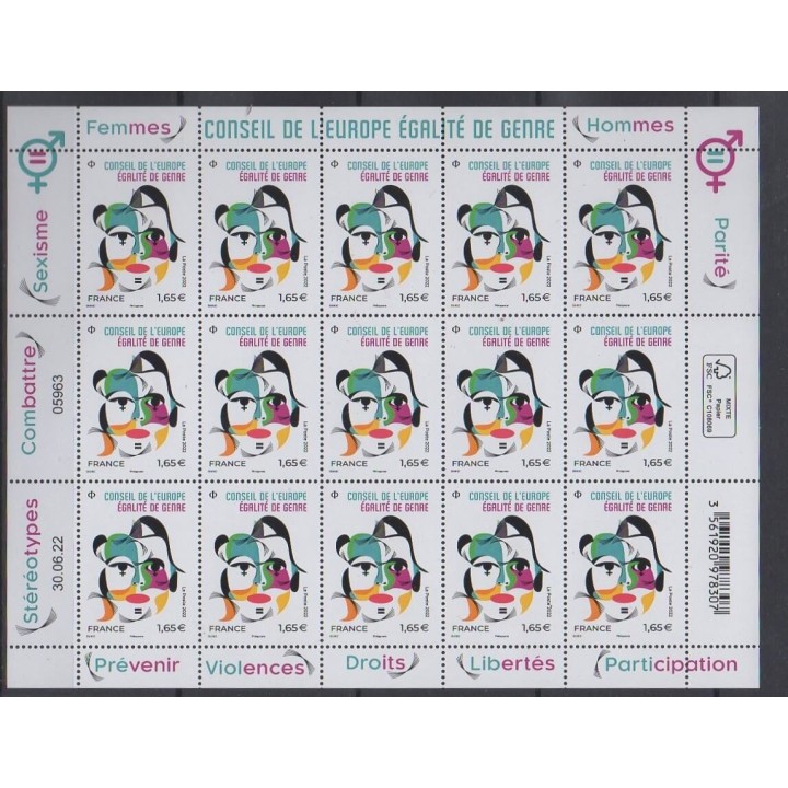 Buy this souvenir sheet  of France of the year 2022 (Nb F3(Service) - Conseil de l'Europe).