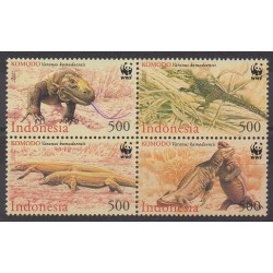 Indonesia - 2000 - Nb 1783/1786 - Reptils - Endangered species - WWF