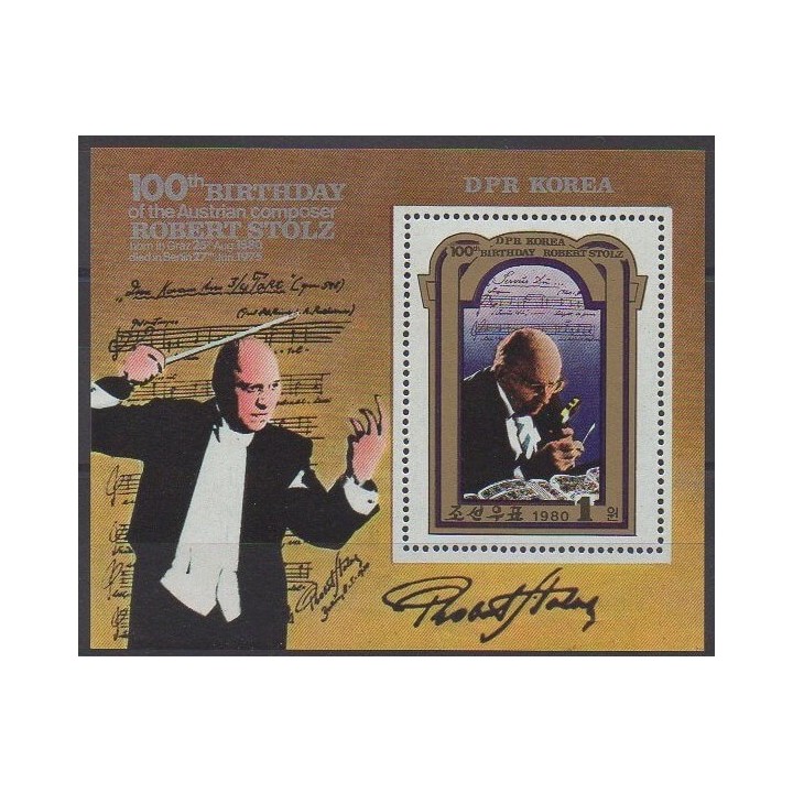Buy this souvenir sheet  of North Korea of the year 1980 (Nb BF Robert Stolz).