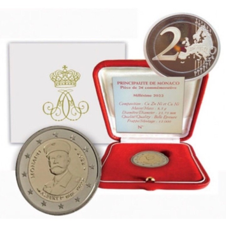 2 euro commémorative - Monaco - 2022 - 100 ans de la mort de la Prince Albert I - BE