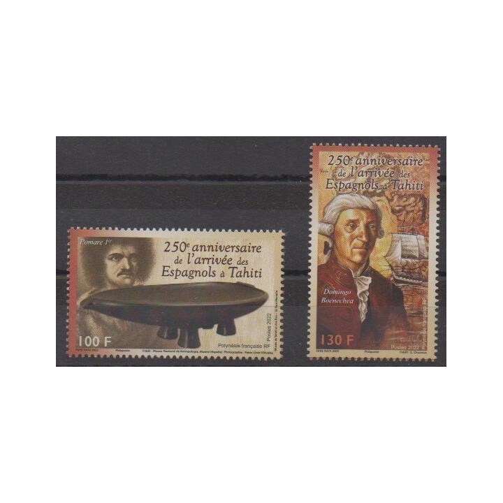 Buy this stamp of Polynesia of the year 2022 (Arrivée des espagnols à Tahiti).