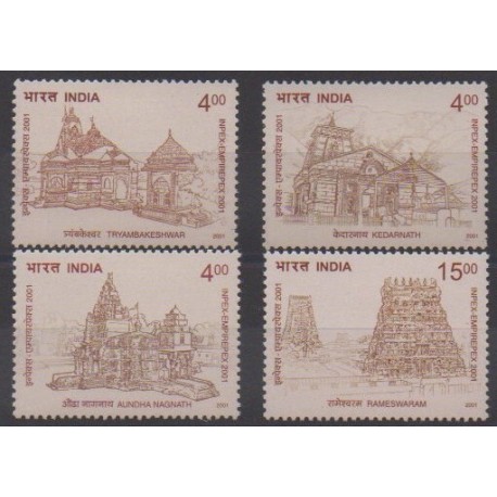 Inde - 2001 - No 1650/1653 - Monuments - Philatélie