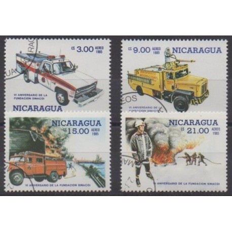 Nicaragua - 1985 - Nb PA1116/PA1119 - Firemen - Used