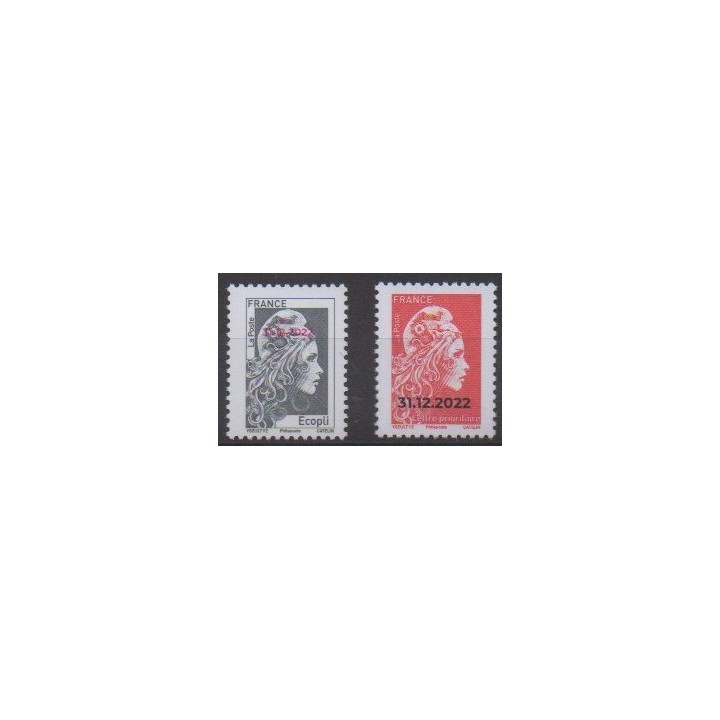 Acheter ce timbre de France de l'année 2022 (Timbres Ecopli et Prioritaire surchargés ).