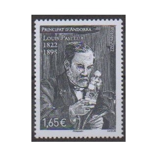 Acheter ce timbre d'Andorre français de l'année 2022 (Louis Pasteur).