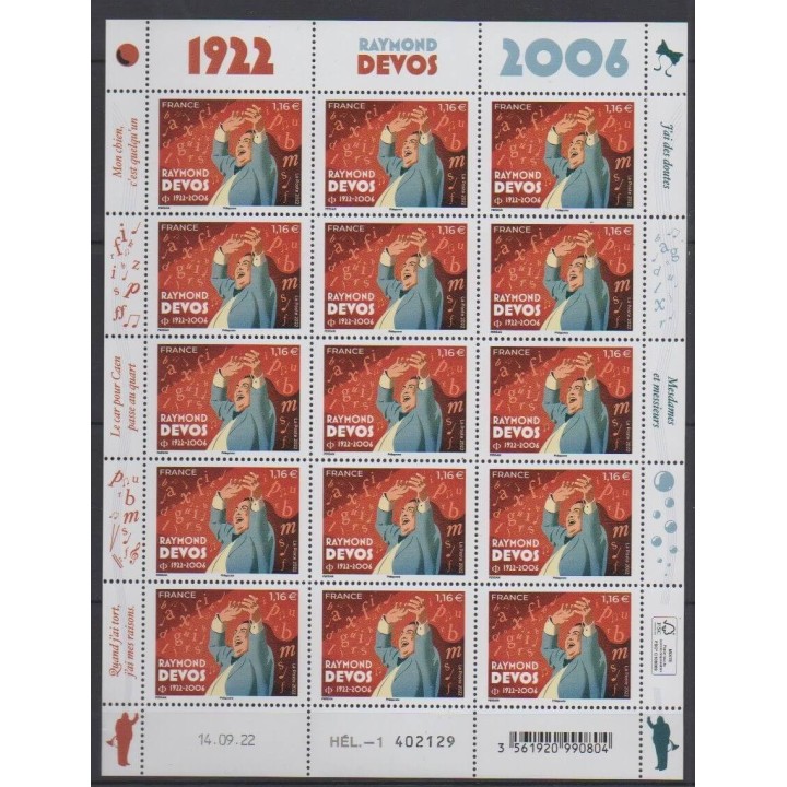 Buy this souvenir sheet  of France of the year 2022 (Nb F85 - Raymond Devos).
