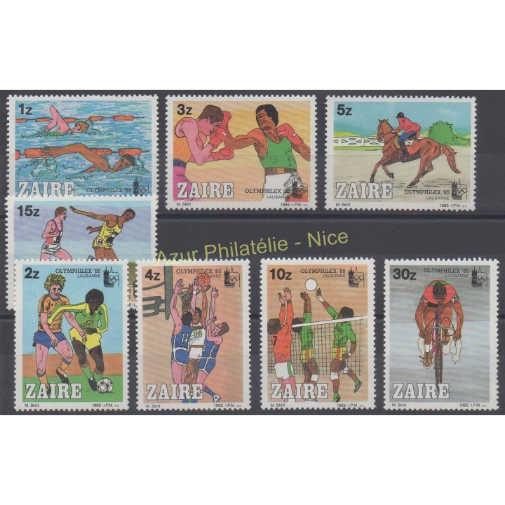 Stamps - Theme various sports - Zaire - 1985 - Nb 1194/1201