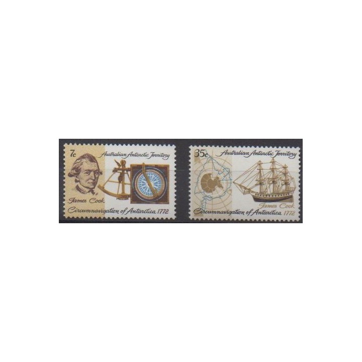 Buy this set of stamps of Australian Antarctic Territory of the year 1972 (Nb 21/22).