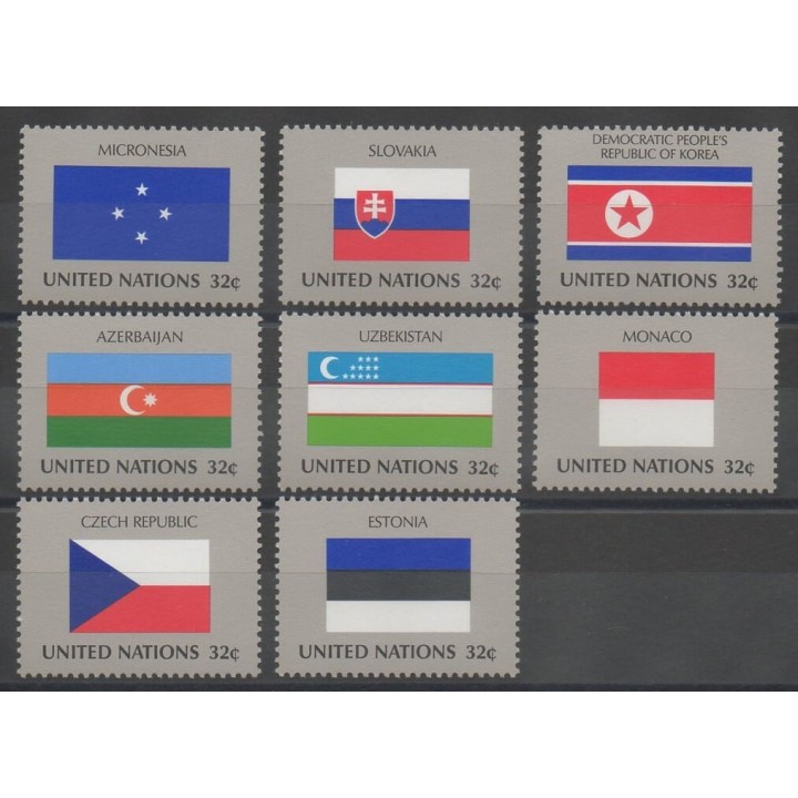 Timbres - Nations Unies (ONU - New-York) - 1998 - No 743/750 - drapeaux