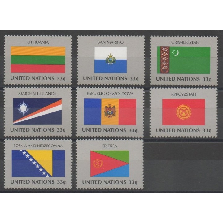 Timbres - Nations Unies (ONU - New-York) - 1999 - No 783/790 - drapeaux
