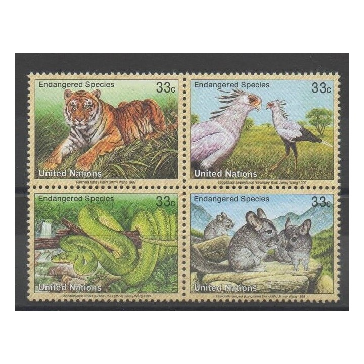Timbres - Nations Unies (ONU - New-York) - 1999 - No 803/806 - animaux