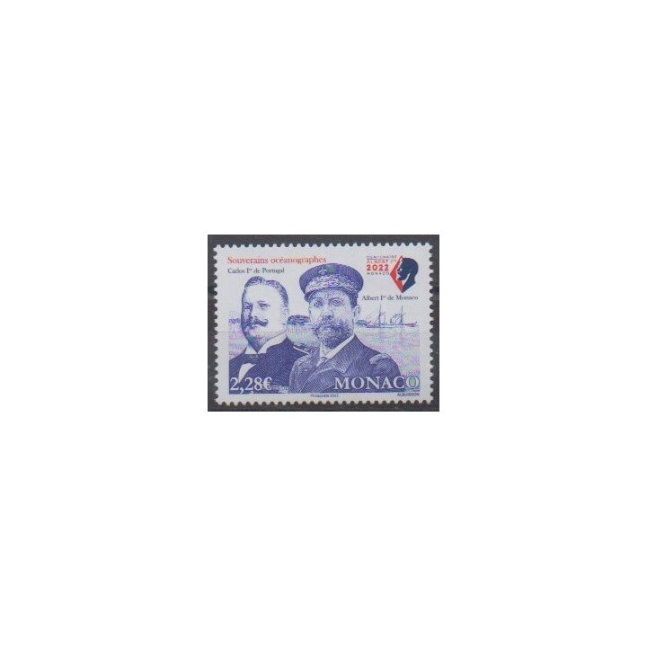 Buy this stamp of Monaco of the year 2022 (Albert 1er et Carlos 1er du Portugal).