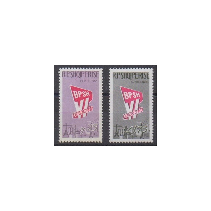 Acheter cette série de timbres d'Albanie de l'année 1967 (No 975/976).