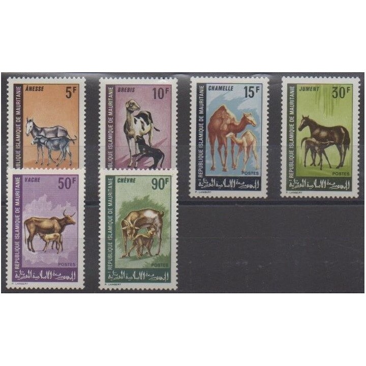 Acheter cette série de timbres de Mauritanie de l'année 1968 (No 256/261).
