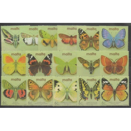 Timbres - Malte - 2002 - No 1192/1207 - papillons