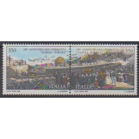 Italie - 1989 - No 1827/1828 - Chemins de fer