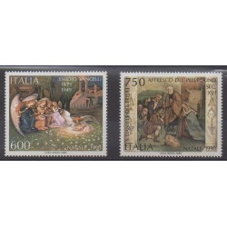Italie - 1990 - No 1893/1894 - Peinture - Noël