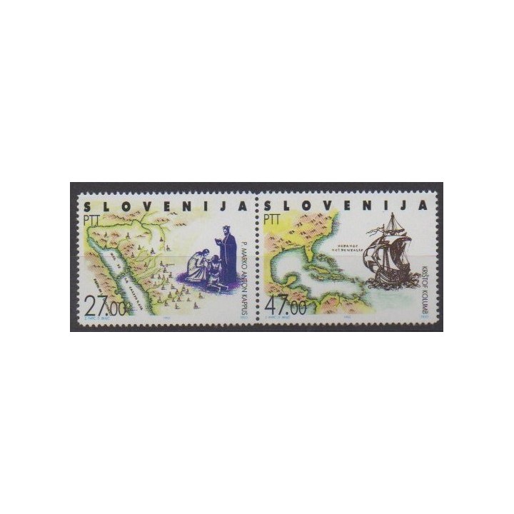 Buy this set of stamps of Slovenia of the year 1992 (Nb 20/21).