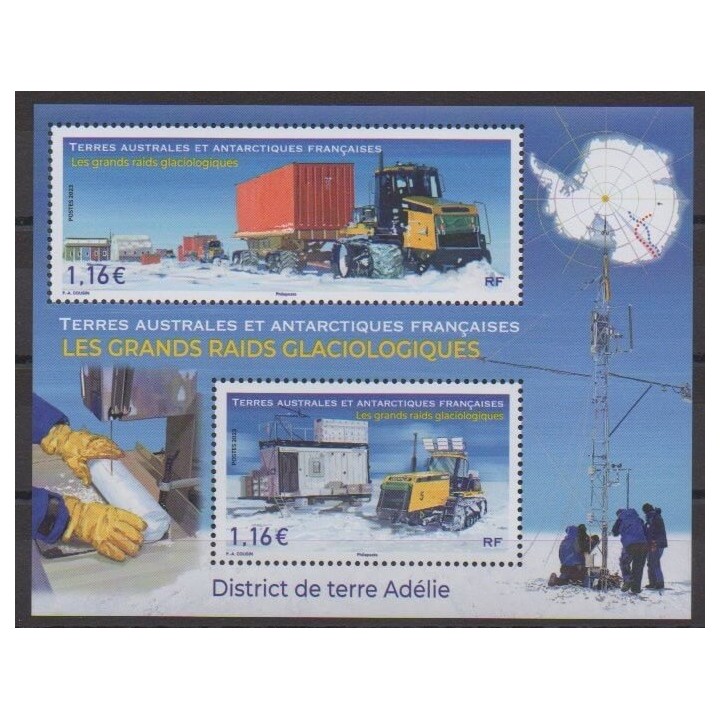 Buy this stamp of FSAL of the year 2023 (Les grands raids glaciologiques).