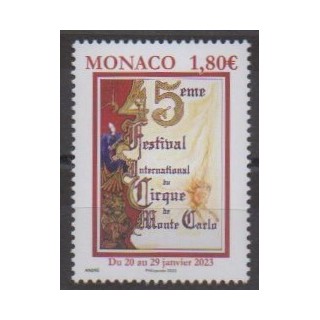 Buy this stamp of Monaco of the year 2023 (Festival du cirque).