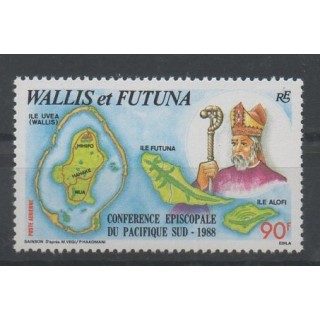 Timbres - Wallis et Futuna - Poste aérienne - 1988 - No PA 163 - religions divers