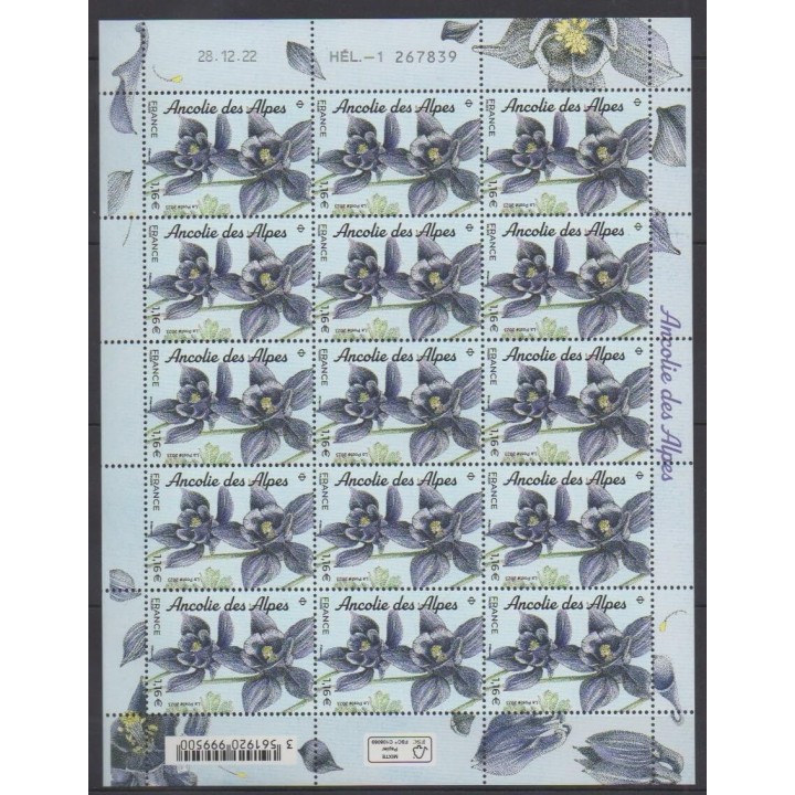 Buy this souvenir sheet  of France of the year 2023 (Nb F87 - Ancolie des Alpes).