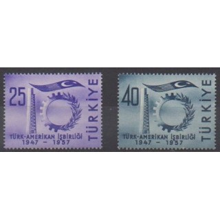 Buy this set of stamps of Turkey of the year 1957 (Nb 1322/1323).