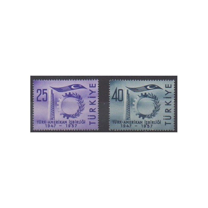 Acheter cette série de timbres de Turquie de l'année 1957 (No 1322/1323).