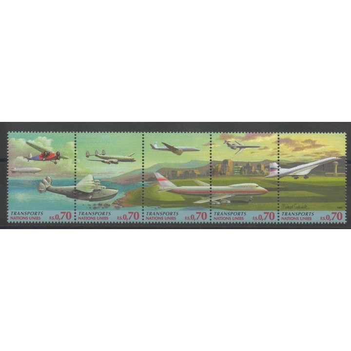 Timbres - Nations Unies (ONU - Genève) - 1997 - No 333/337 - Avions