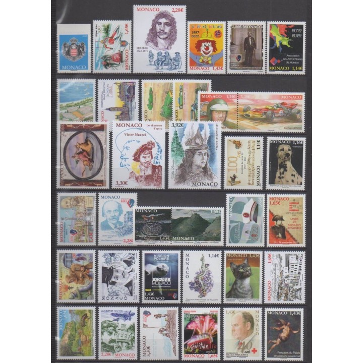 Acheter les timbres et les 4 blocs-feuillets de Monaco  de l'année 2022 (No 3308/3363).