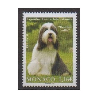 Buy this stamp of Monaco of the year 2023 (Bearded Collie).