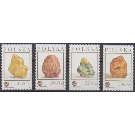 Pologne - 1993 - No 3227/3230 - Minéraux - Pierres précieuses