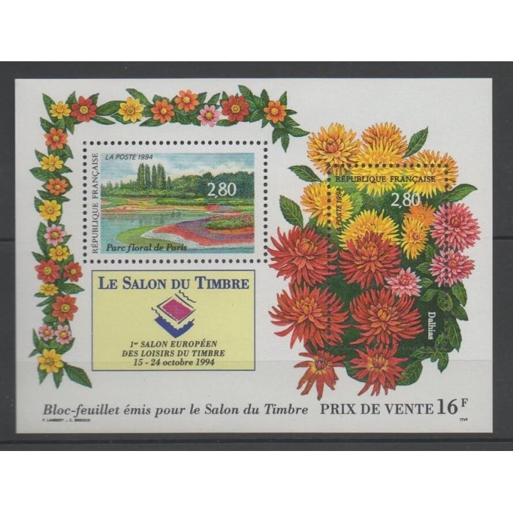 Timbres - France - Blocs et feuillets - 1994 - No BF 16 - Fleurs
