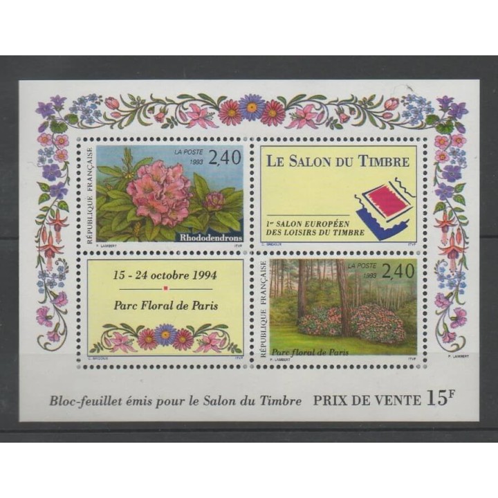 Timbres - France - Blocs et feuillets - 1993 - No BF 15 - Fleurs