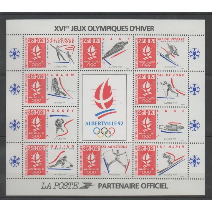 Timbres - France - Blocs et feuillets - 1992 - No BF 14 - Jeux olympiques d'hiver