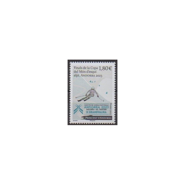 Buy this stamp of French Andorra of the year 2023 (Coupe du monde de ski alpin).