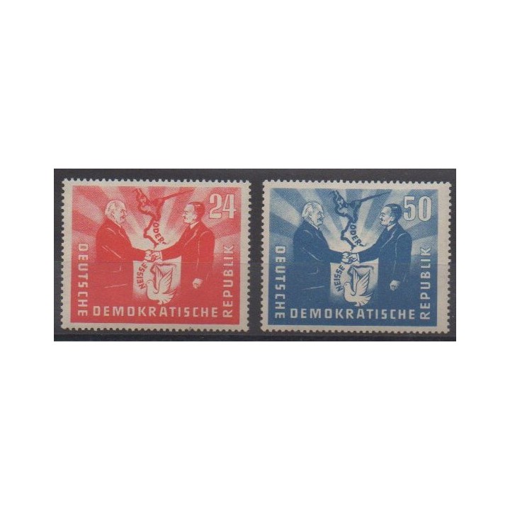 Buy this set of stamps of East Germany (GDR) of the year 1951 (Nb 36/37).