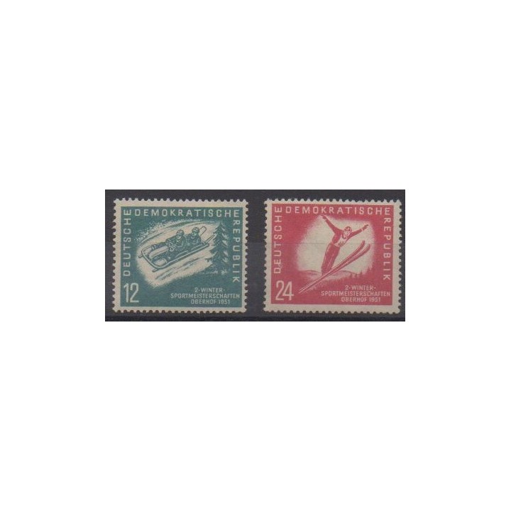 Acheter cette série de timbres d'Allemagne orientale (RDA) de l'année 1951 (No 32/33).