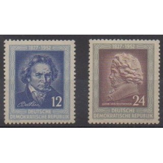 Acheter cette série de timbres d'Allemagne orientale (RDA) de l'année 1952 (No 52/53).