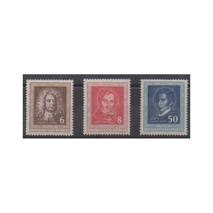 Acheter cette série de timbres d'Allemagne orientale (RDA) de l'année 1952 (No 60/62).
