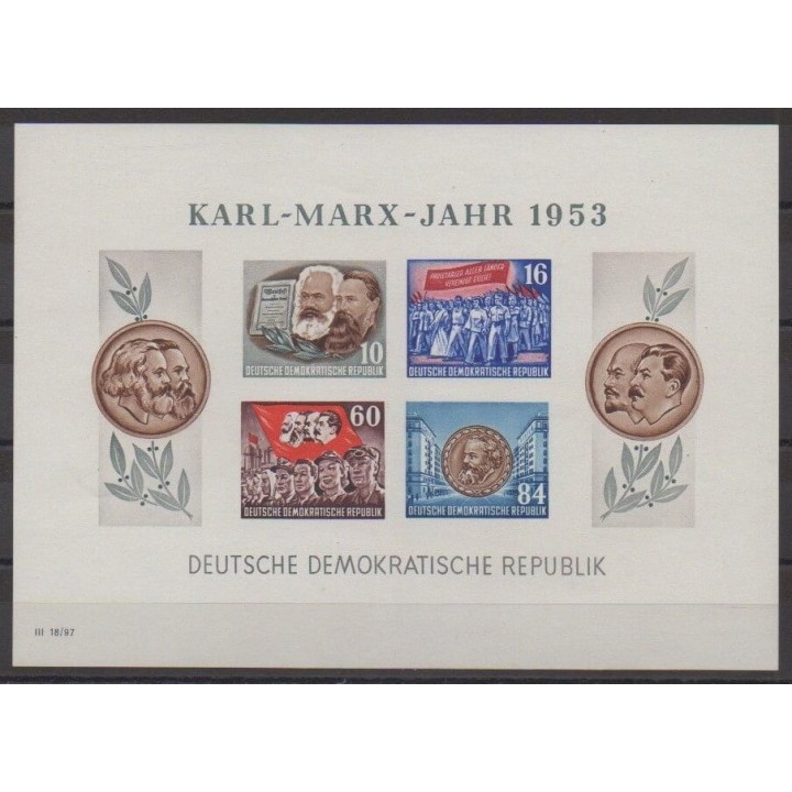 Buy this souvenir sheet  of East Germany (GDR) of the year 1953 (Nb BF3a).