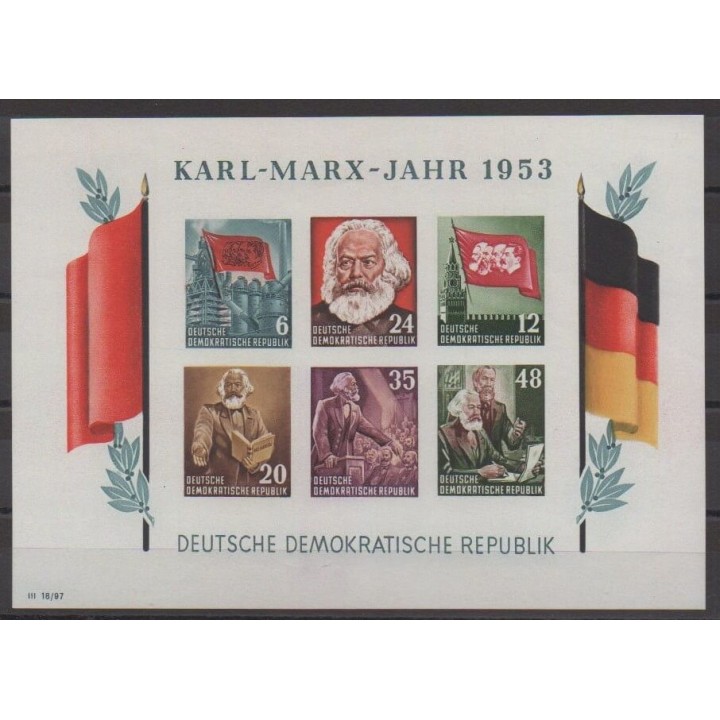 Acheter ce bloc-feuillet d'Allemagne orientale (RDA) de l'année 1953 (No BF2a).