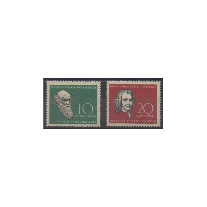 Acheter cette série de timbres d'Allemagne orientale (RDA) de l'année 1958 (No 349/350).