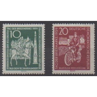 Acheter cette série de timbres d'Allemagne orientale (RDA) de l'année 1959 (No 451/452).