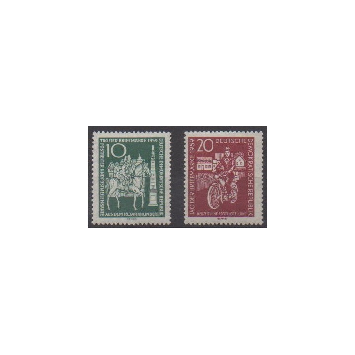 Acheter cette série de timbres d'Allemagne orientale (RDA) de l'année 1959 (No 451/452).