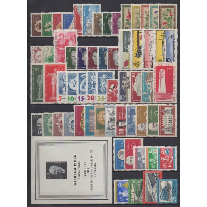 Acheter les timbres et le bloc-feuillet d'Allemagne orientale (RDA) de l'année 1960 (No 462/521 - BF10).