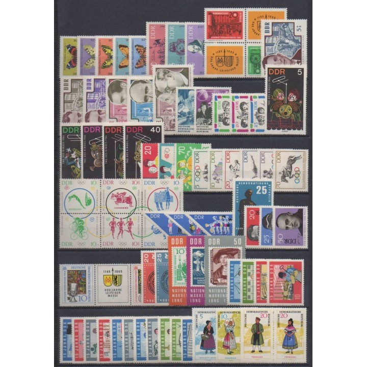 Acheter les timbres et les 4 blocs-feuillets d'Allemagne orientale (RDA) de l'année 1964 (No 707/782 - BF14/BF17).