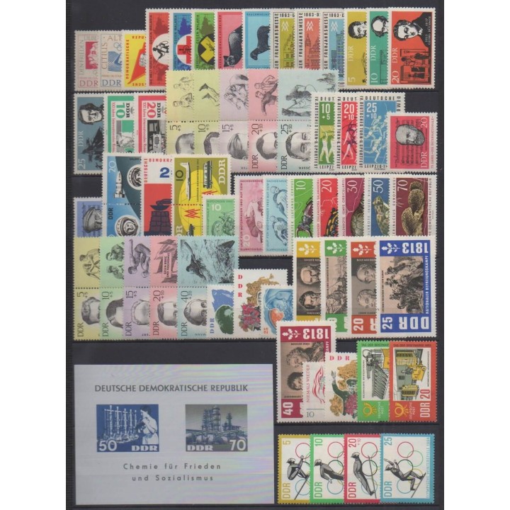 Acheter les timbres et le bloc-feuillet d'Allemagne orientale (RDA) de l'année 1963 (No 646/706 - BF13).